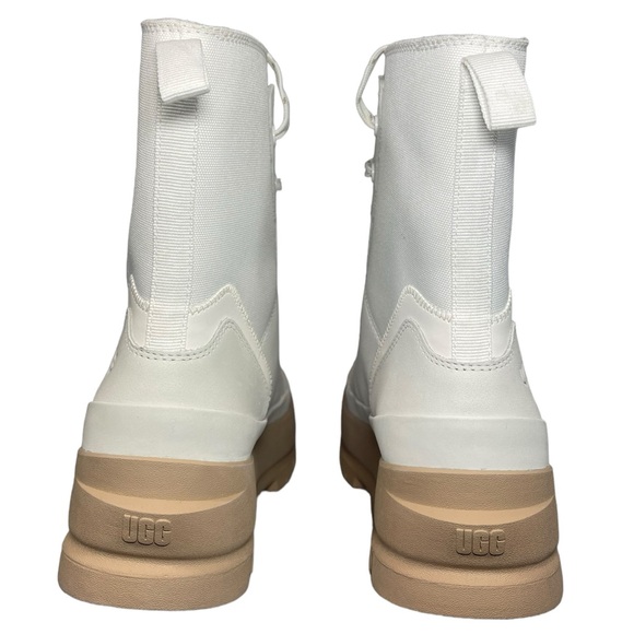 Ugg The Lug Boots Leather Canvas Combat Waterproof Bright White Womens Size 9 - Picture 3 of 16